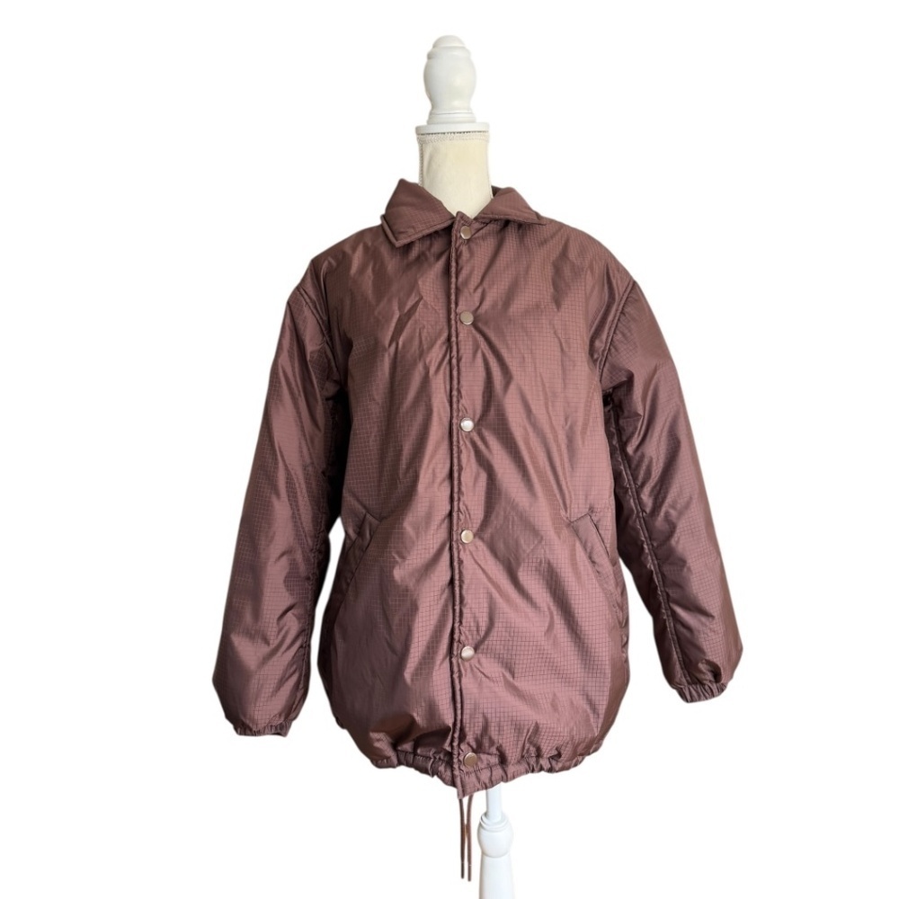 Aritzia TNA Coaches Jacket Ripstop Twill Brown Insulated Coat Size 2